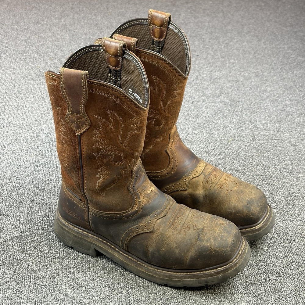 Hisea Work Steel Toe ASTM F2413-18 AQX11 Western Cowboy Boots Men's Size 9.5 M
